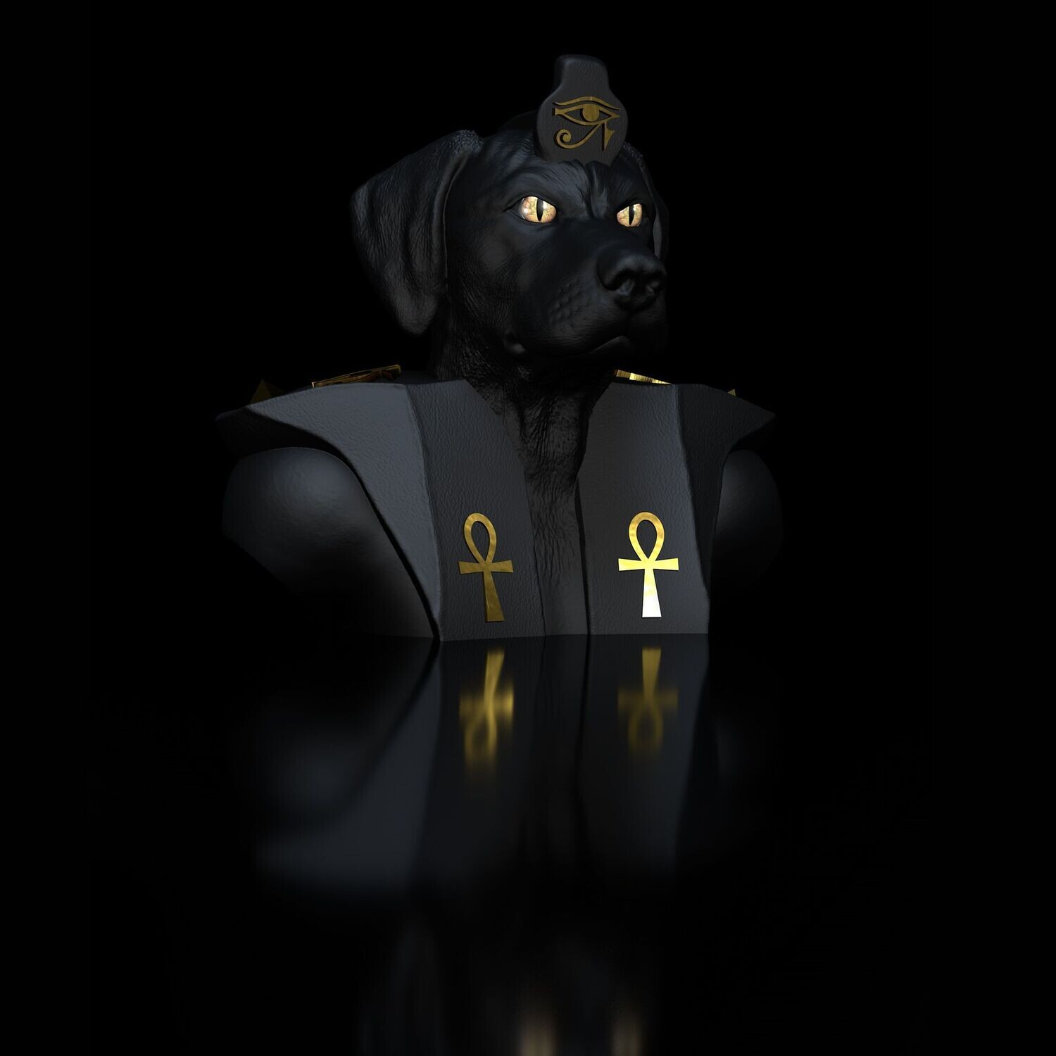 Rhodesian- Ridgeback-Zenturio - Anubis-Bust - 3D-STL-Model - High-Polygon
