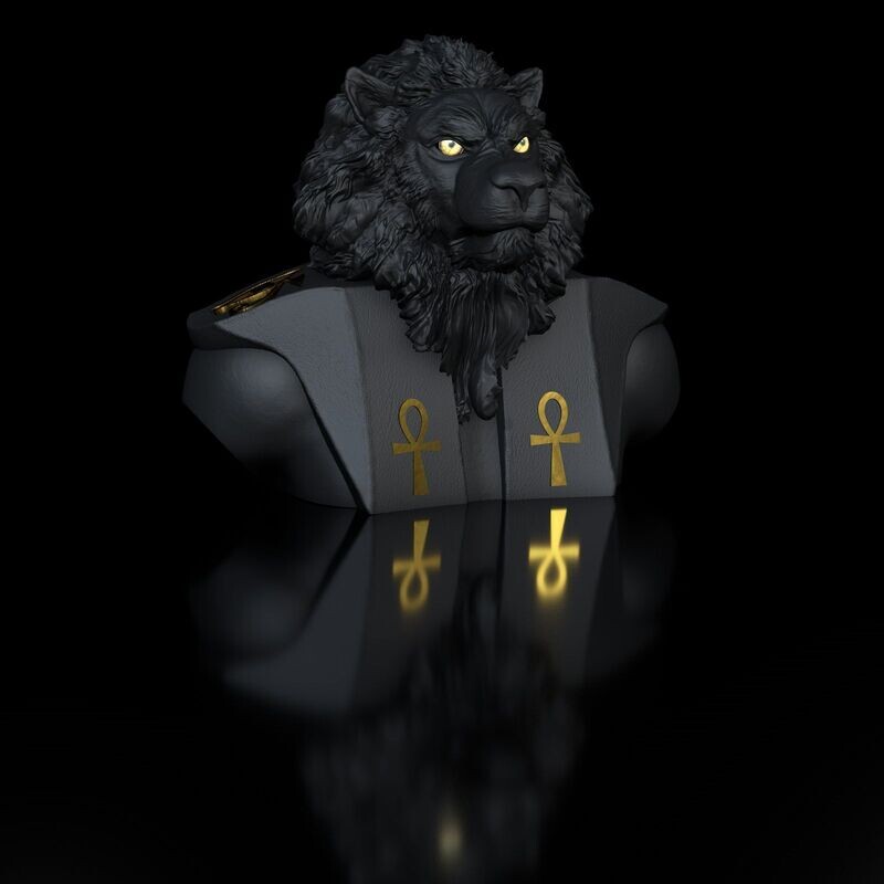 Mahes-God -Anubis-Bust- lion- 3D print file -High-Polygon