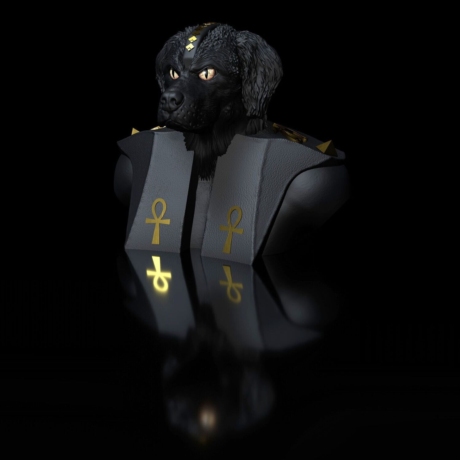 Bernese Mountain Dog - Anubis -bust- STL print model- high polygon