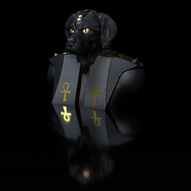 Bernese Mountain Dog - Anubis -bust- STL print model- high polygon