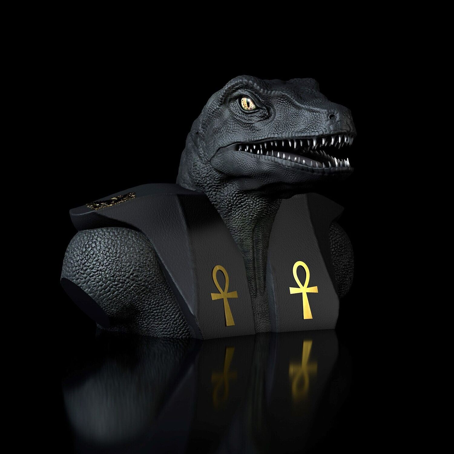 Velociraptor-Anubis Bust- 3D STL Printing Model​- High-Polygon