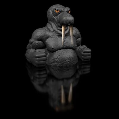 STL 3D print file as a walrus bust- Complete and Shared- high polygon