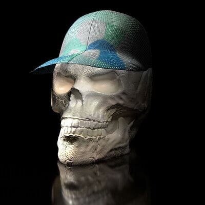 Skull with Basecup Hat, hollow inside Hat removable as a lid - Hollow inside
