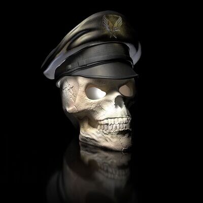 Skull with Airforce Cap Cap removable as a lid - Hollow inside - Eyes closed