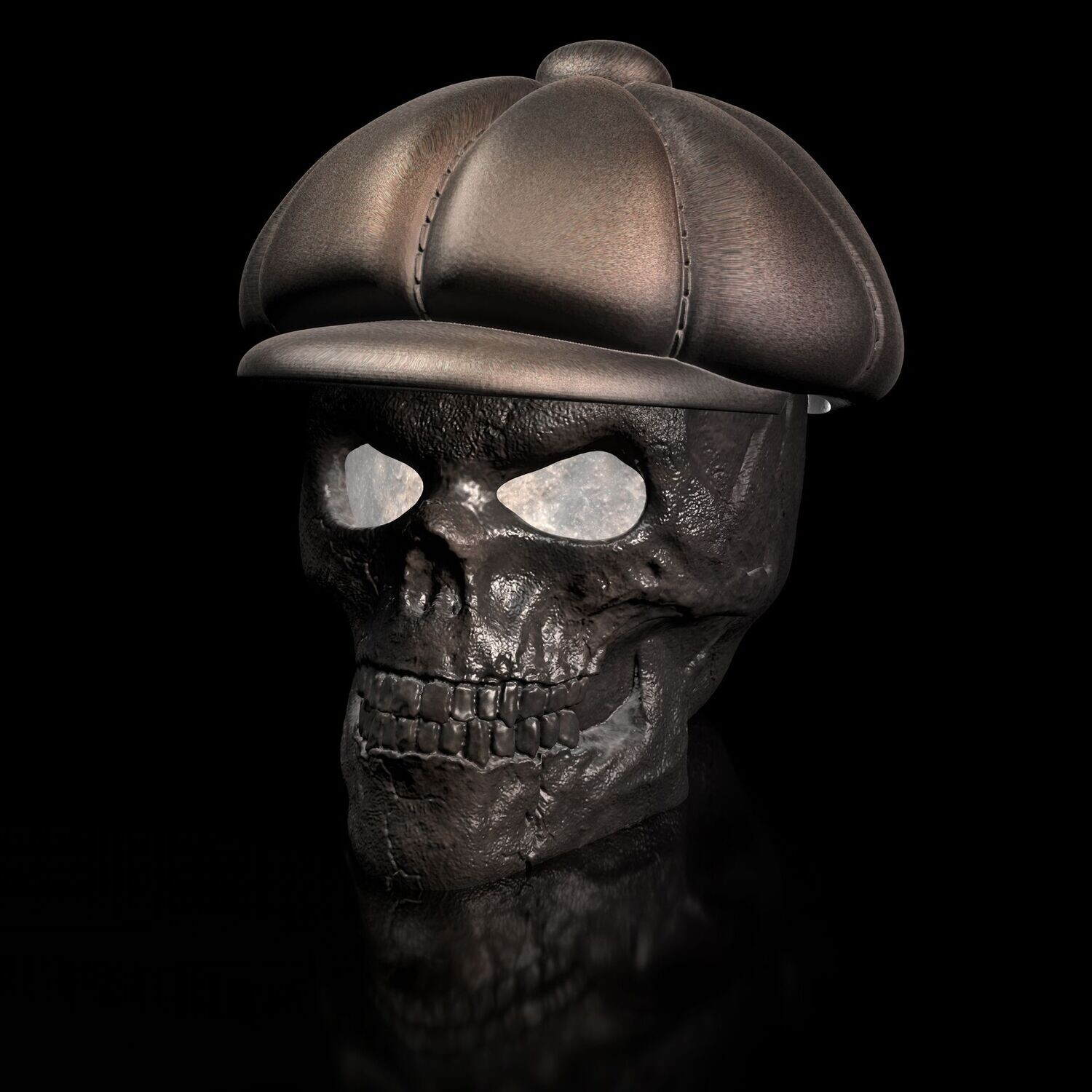 Skull with Irish cap - eyes open - hollow inside - 3D print model