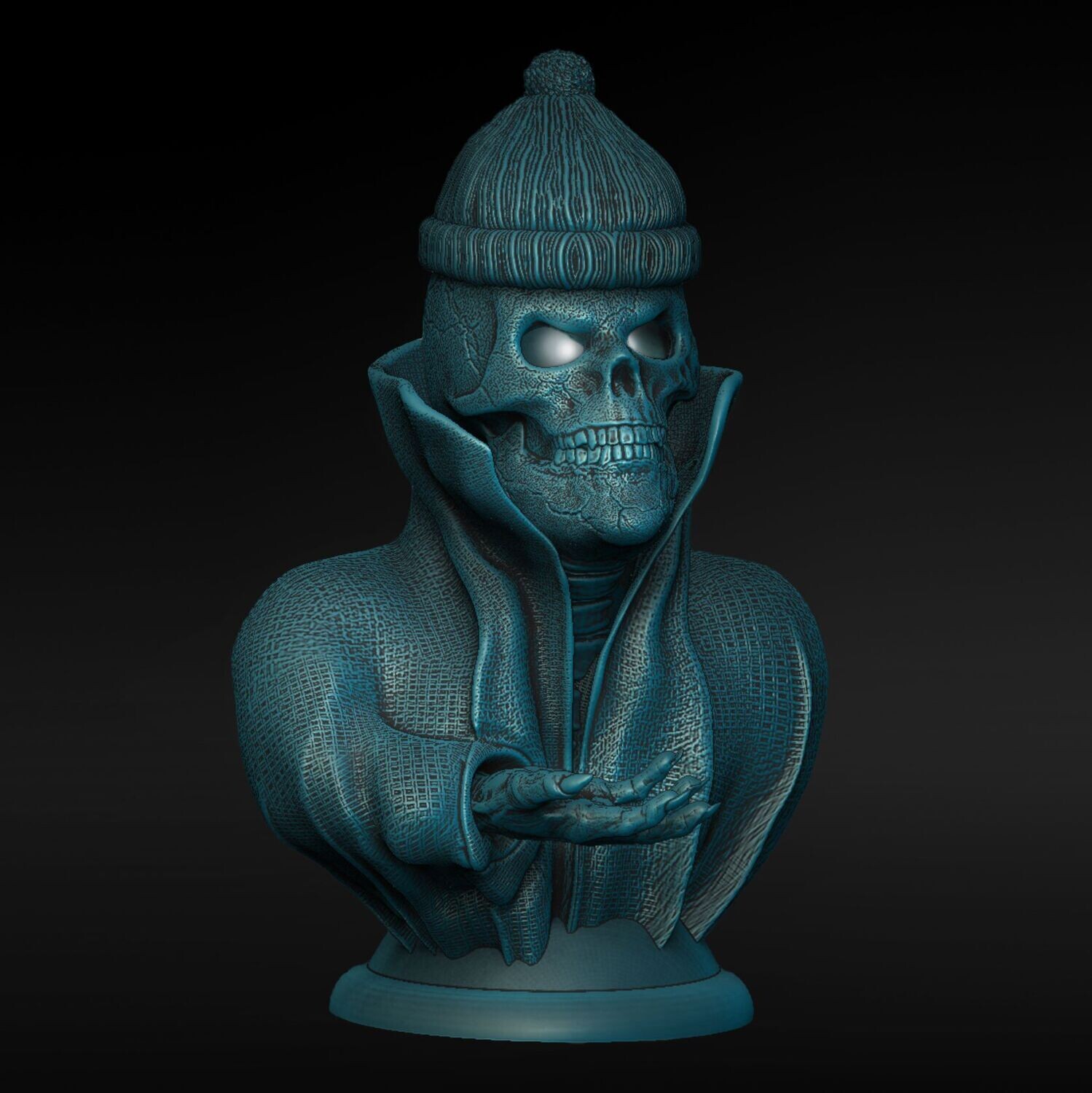 Lamp Cape-Skull-Kragen-Lamp-Headgear-Wollmütze- open eyes