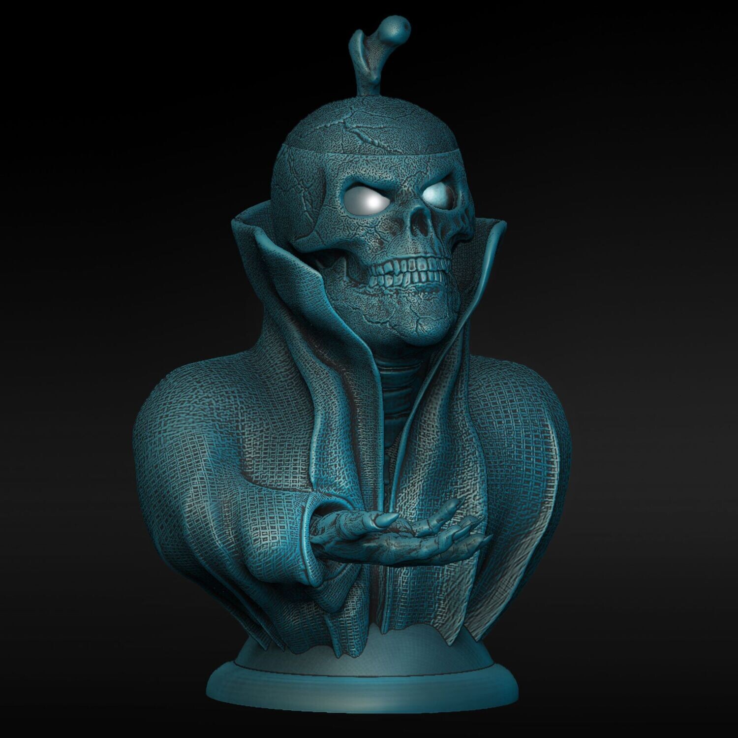 Lamp Cape-Skull-Kragen-Lamp-Headgear-Schaedel-Bone- open eyes