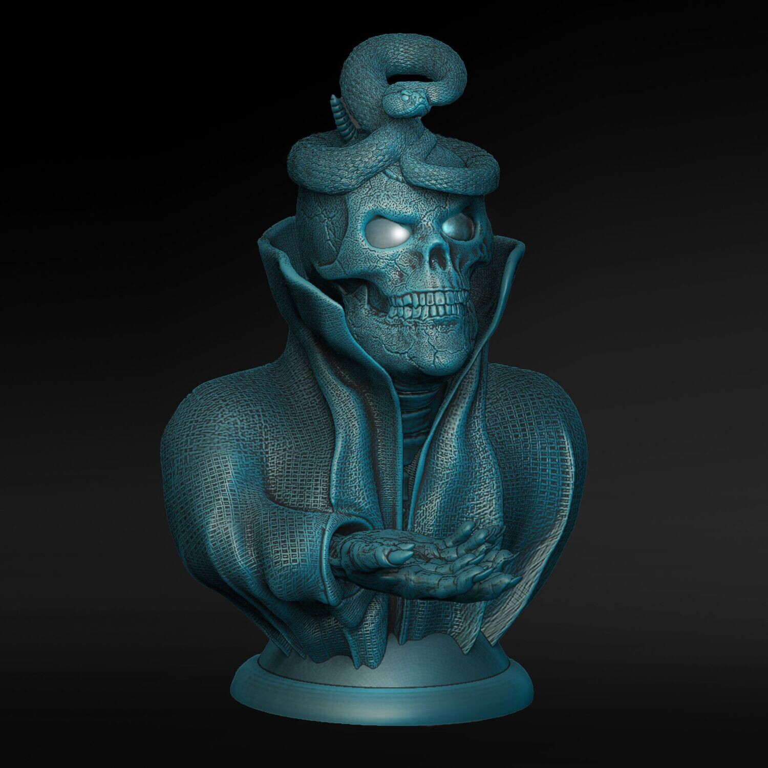 Lamp Cape-Skull-Kragen-Lamp-Headgear-Rattle-Snake - open eyes