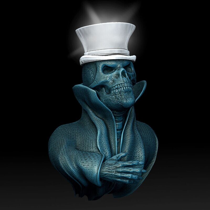 Wall Lamp Cape-Skull-Kragen-WALL-Lamp-Headgear-Zylinderhat-Closed-Eyes Wall Lamp Cape-Skull-Kragen-WALL-Lamp-Headgear-Zylinderhat-Closed-Eyes