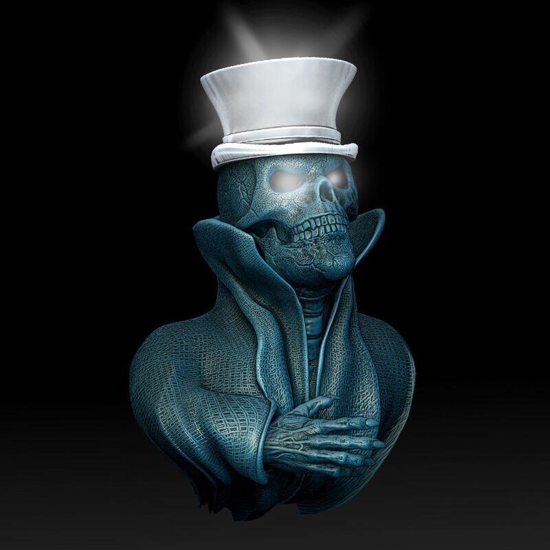 Wall Lamp Cape-Skull-Kragen-WALL-Lamp-Headgear-Zylinderhat-Open-Eyes Wall Lamp Cape-Skull-Kragen-WALL-Lamp-Headgear-Zylinderhat-Open-Eyes