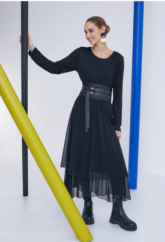 Naya Black Mesh Skirt On Dress