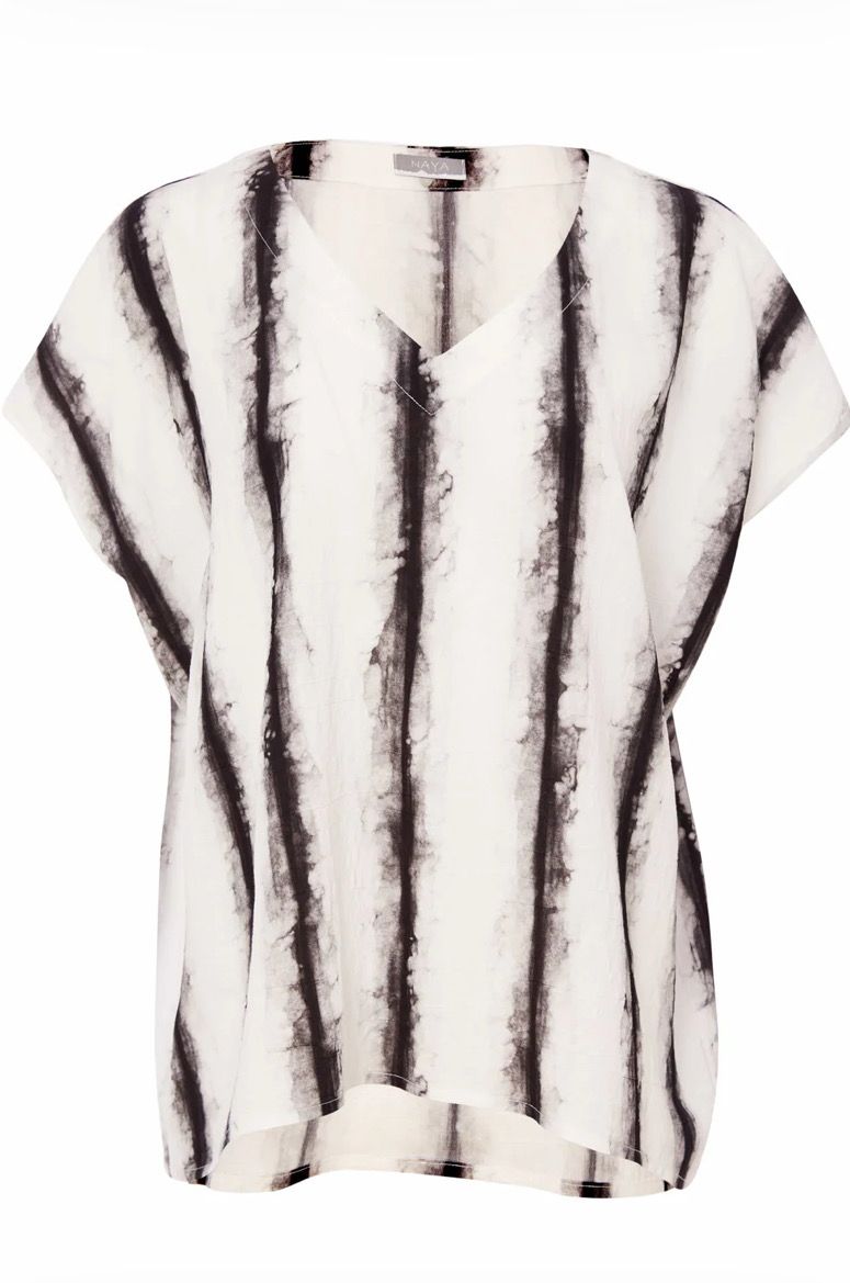 Naya Blurred Strip V Neck With Side Slit
