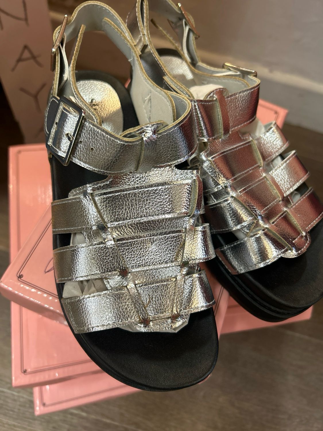 Silver Gladiator Sandals