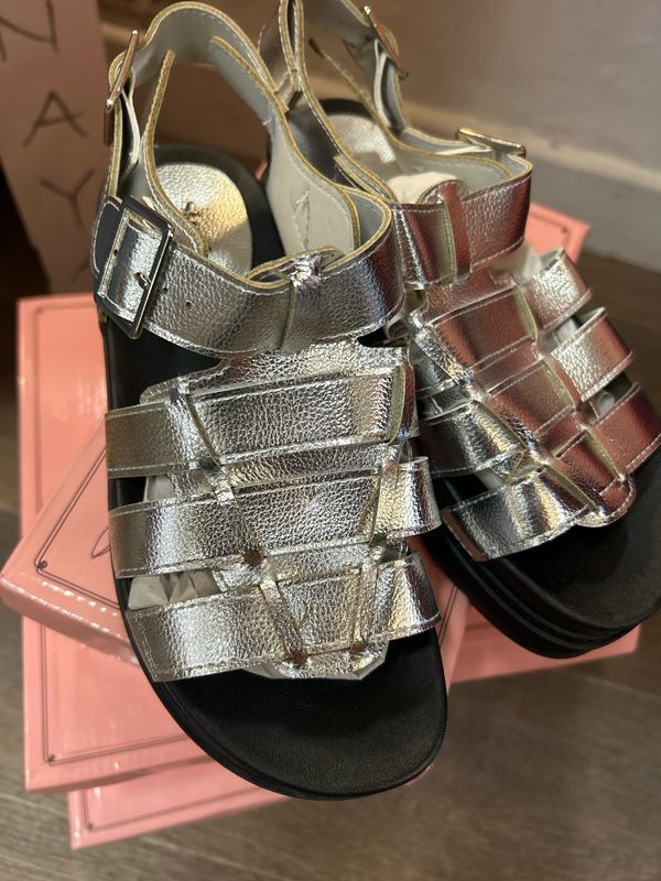 Silver Gladiator Sandals