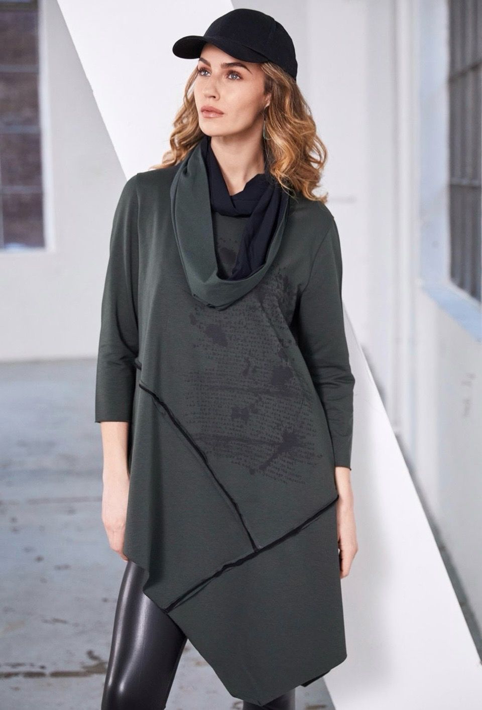 NAYA Placement Print Top With Dipped Hem