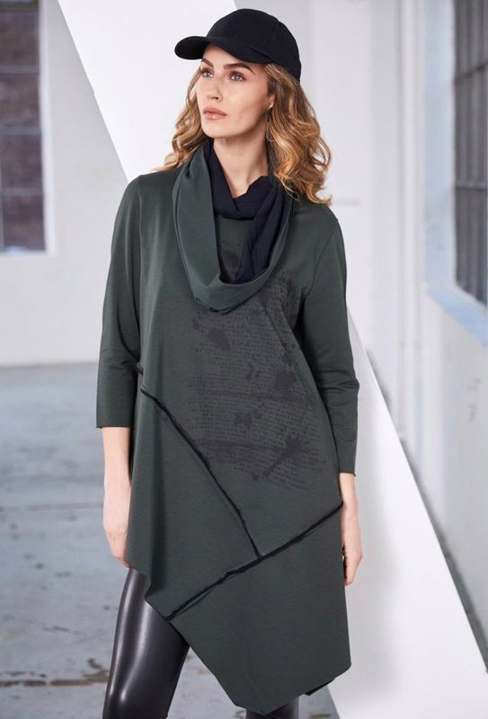 NAYA Placement Print Top With Dipped Hem
