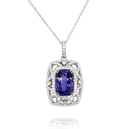 18kt White and Rose Gold - Tanzanite: 11.41ct - White Round Diamonds: 1.41ct