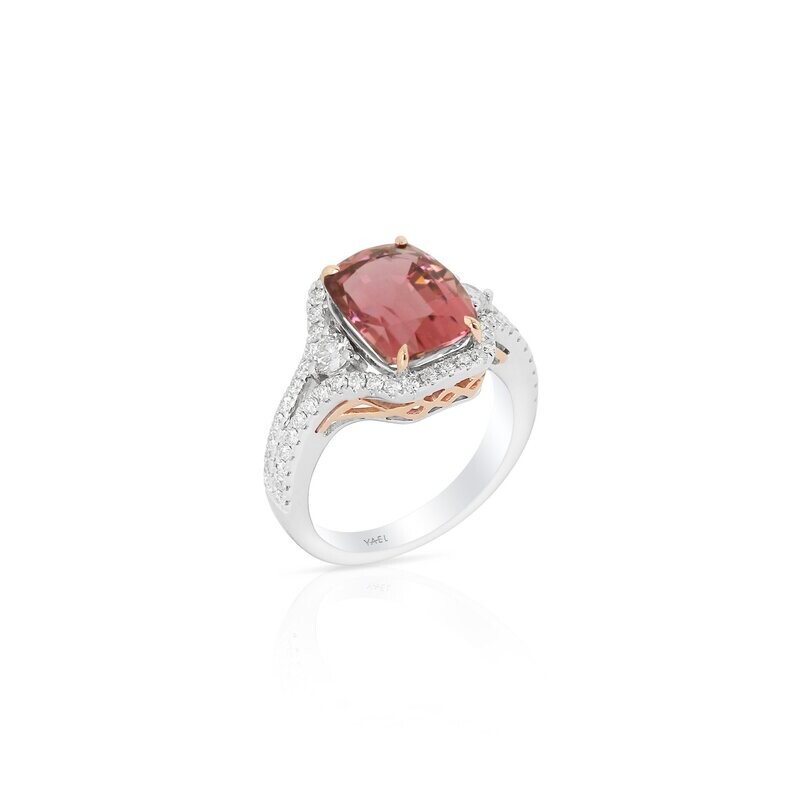 18kt White and Rose Gold - Tourmaline: 4.46ct - White Round Diamond: 0.75ct