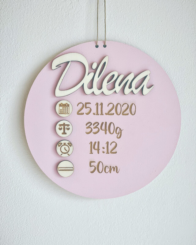Certificat de naissance sur bois GIRL
