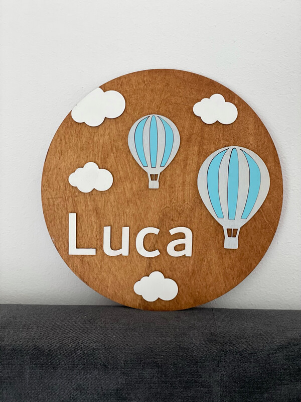 Décoration en bois pour chambre d&#39;enfant &quot;Ballon à air chaud&quot;