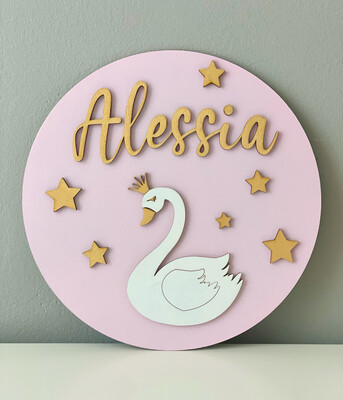Decorazione in legno per la camera dei bambini &quot;Cigno&quot;