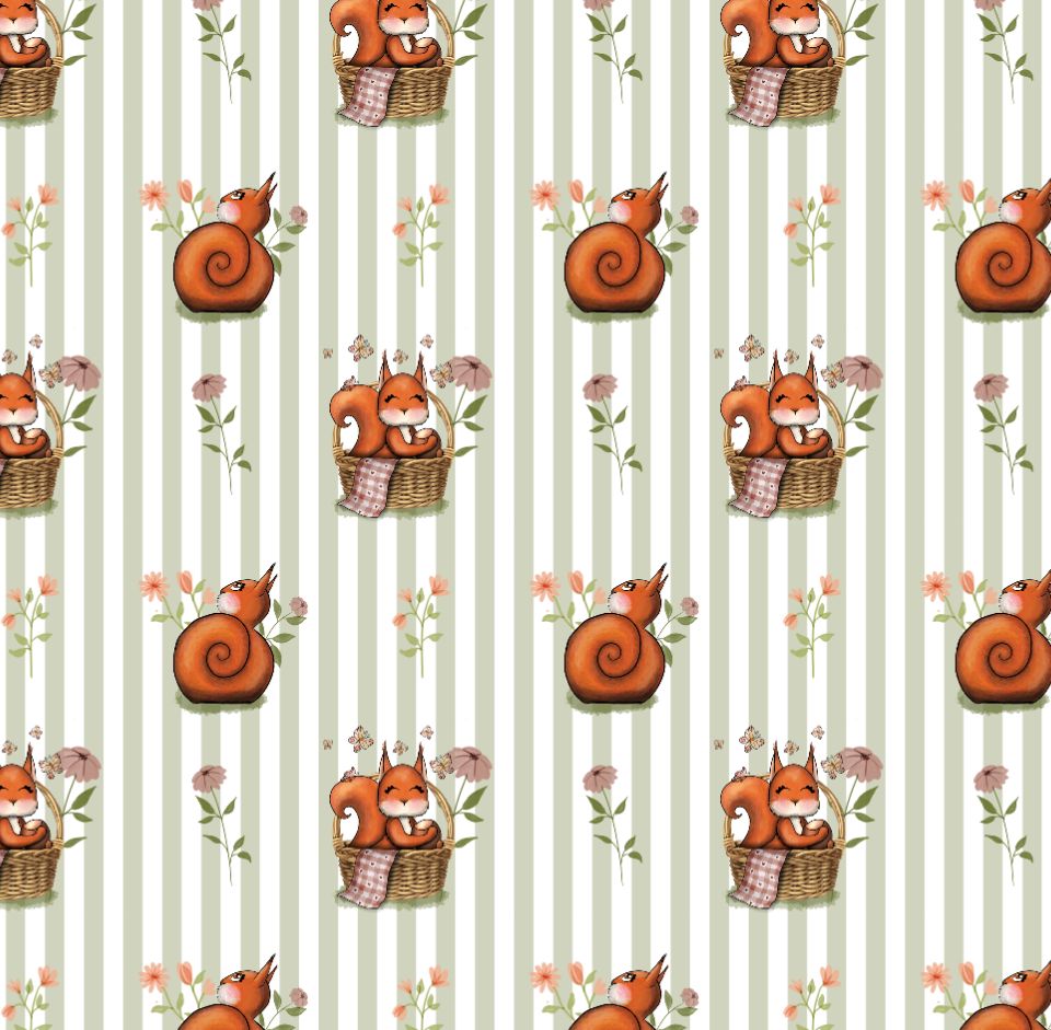 Tissu Ecureuil rayures