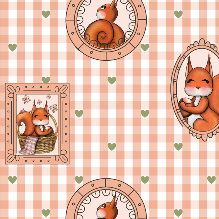 Tissu Ecureuil vichy