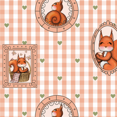 Tissu Ecureuil vichy