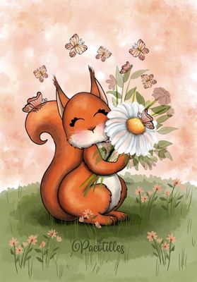 Coupon Ecureuil fleurs