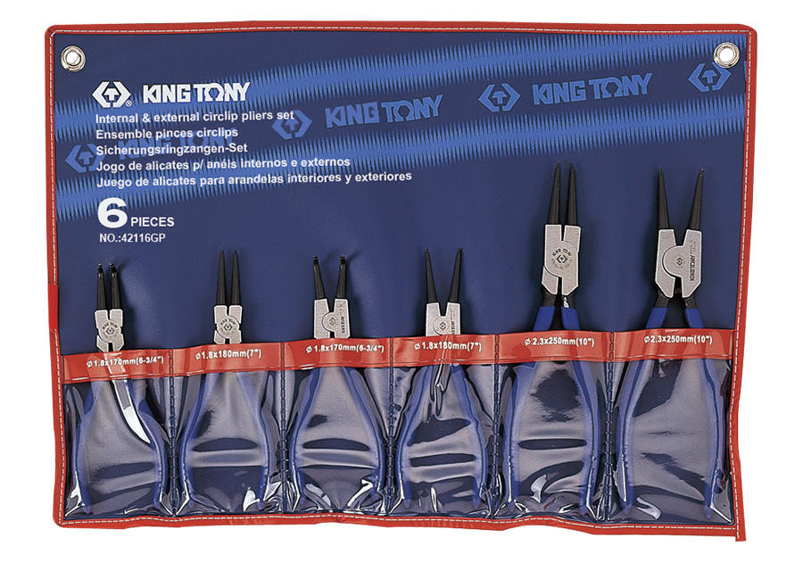 6pcs INTERNAL & EXTERNAL CIRCLIP PLIERS SET - KING TONY