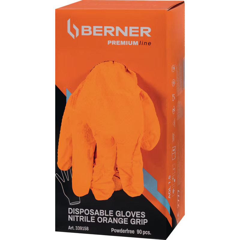 TÖÖKINDAD NITRILE ORANGE L 100 pcs. BERNER