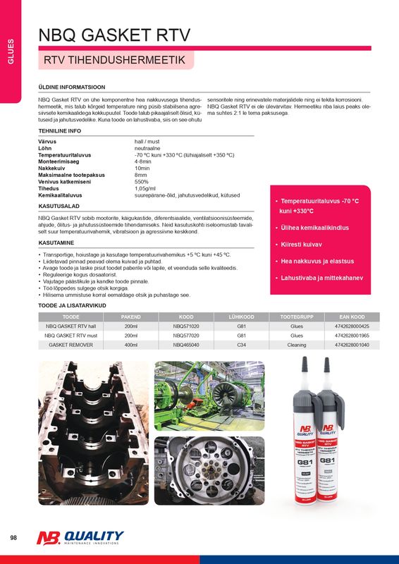 Tihendmass alumiinium NBQ Gasket RTV 200ml G81 - NBQ571020
