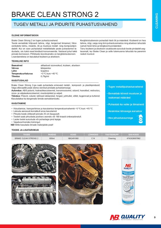 TUGEV PIDURITE JA METALLI PUHASTUSVAHEND C14 600ML - NBQ491060