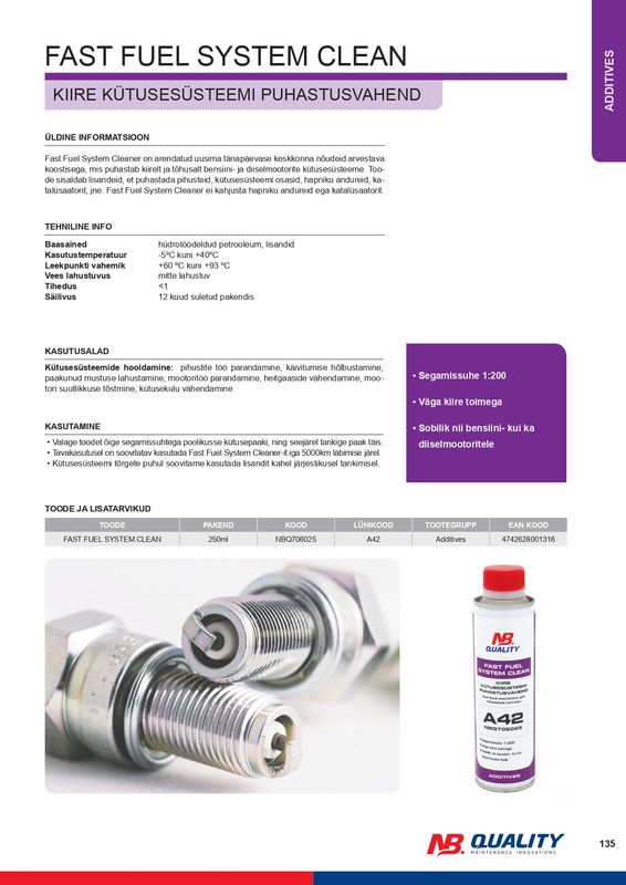 Kiire kütusesüsteemi puhastusvahend 250ml - NBQ706025