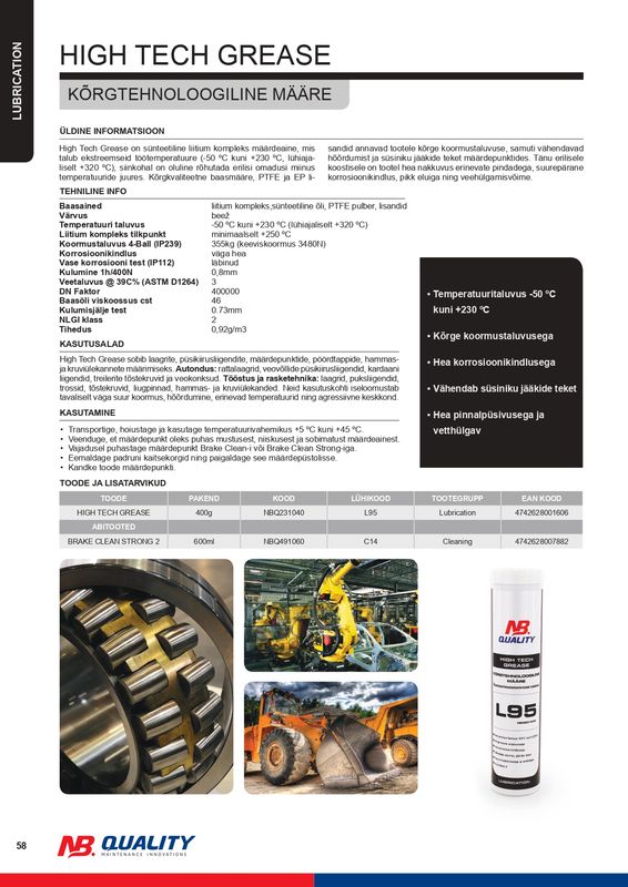 KÕRGTEHNOLOOGILINE MÄÄRE L95 400G - NBQ231040