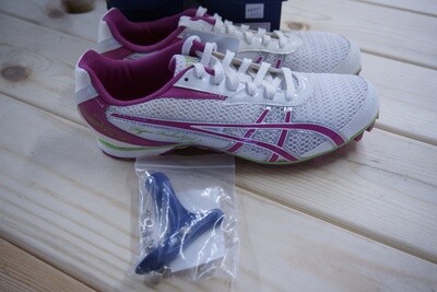 G154N Asics Hyper Rocketgirl 5 Track Shoes with Spikes, Fuschia/white/apple