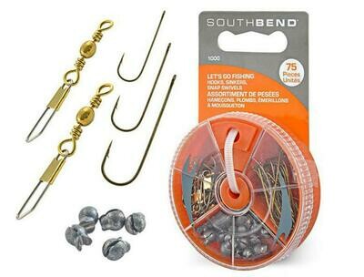 South Bend 1000 Hook-Sinker-Swivel 75 Piece Assortment 