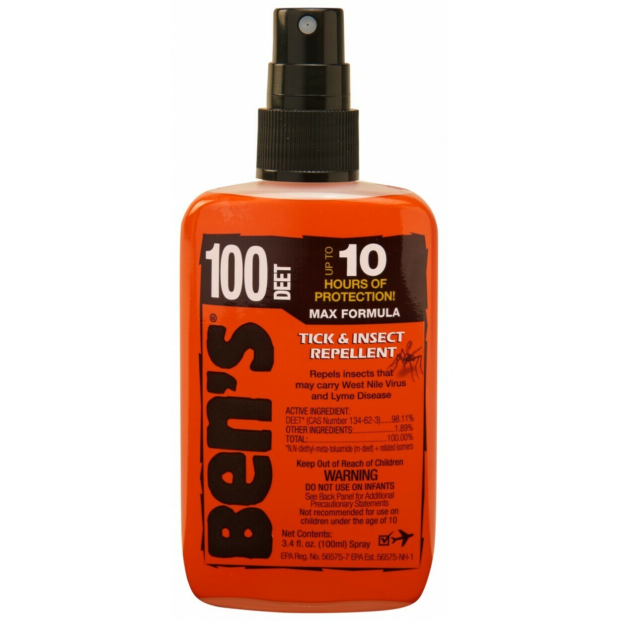 Bens Max Formula 100 Tick & Insect Repellant 3.4 oz Pump Spray 100% Deet