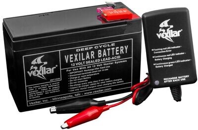 Vexilar Battery & Charger - 12 VOLT/9 AMP LEAD-ACID BATTERY AND 1 AMP CHARGER SYSTEM V120L
