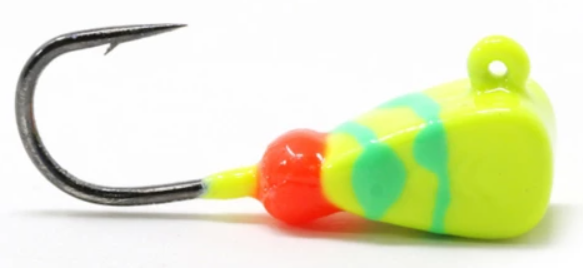 Clam Pro Tackle Swirl Drop Tungsten Jig Chartreuse & Lime Swirl 1/16 Oz. CL15831