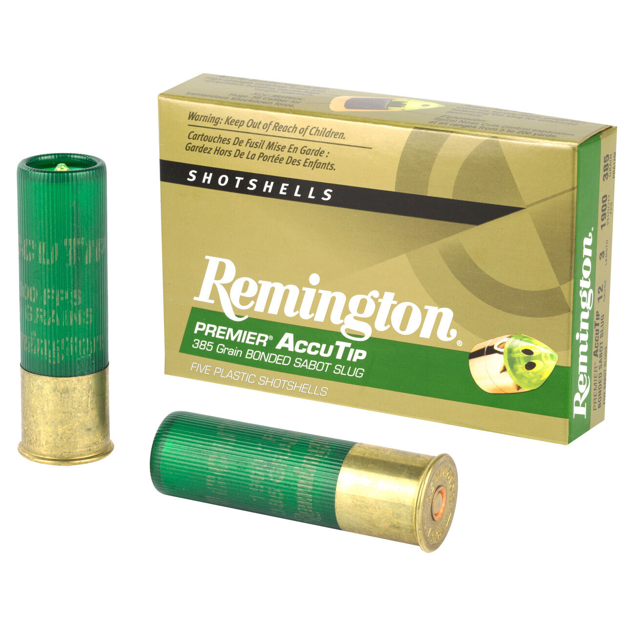 Remington 12GA  3" Accu-tip Sabot Slugs, 385 GR, Box of 5, 20731