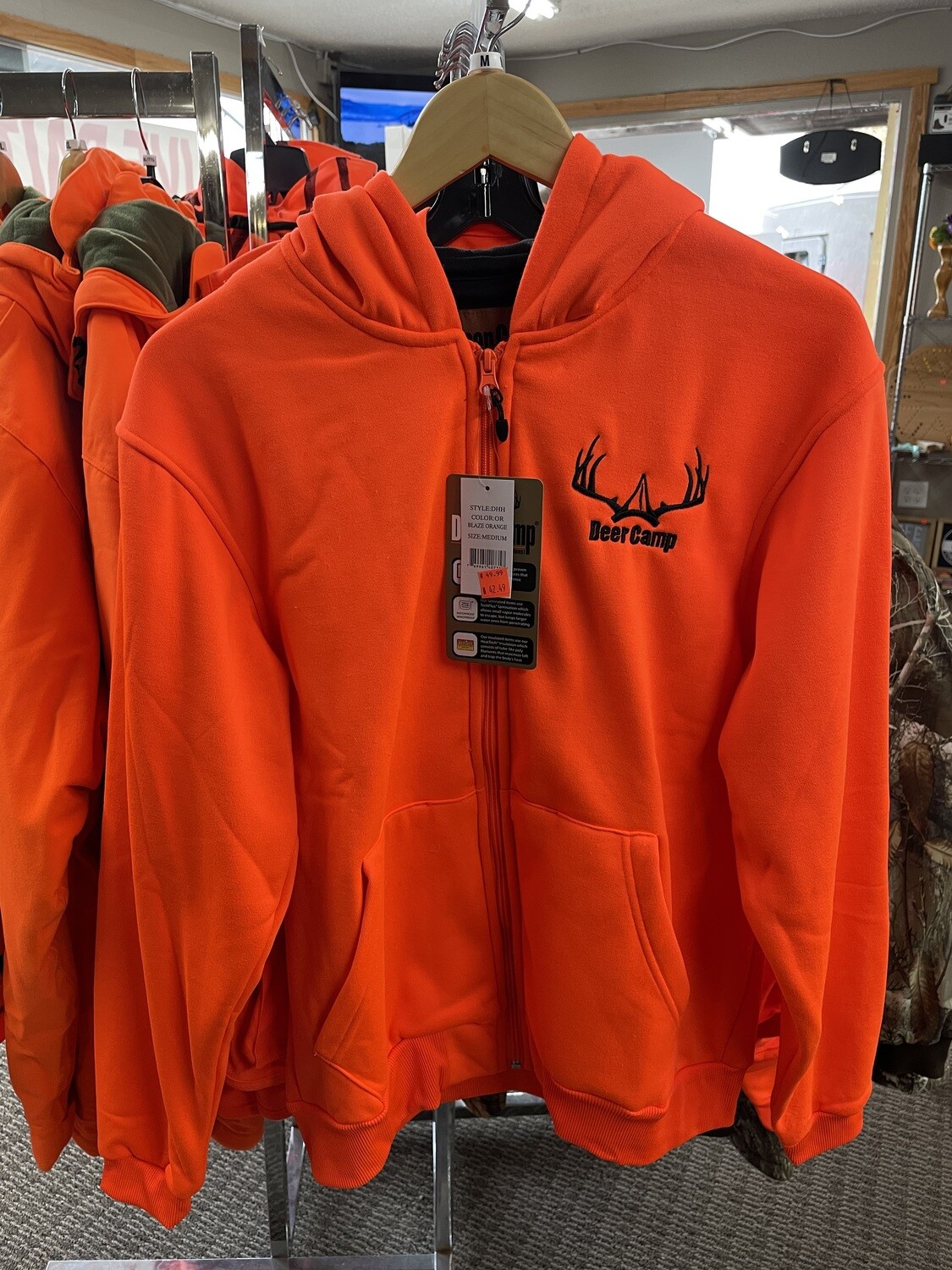 Deer Camp Zippered Hoodie, Blaze Orange (DHHOR)