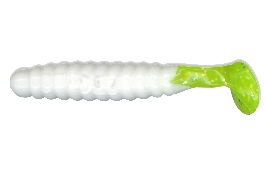Charlie Brewer Crappie Slider Grub White/Chartreuse Tail 1.5" 15 Pack CSGF45