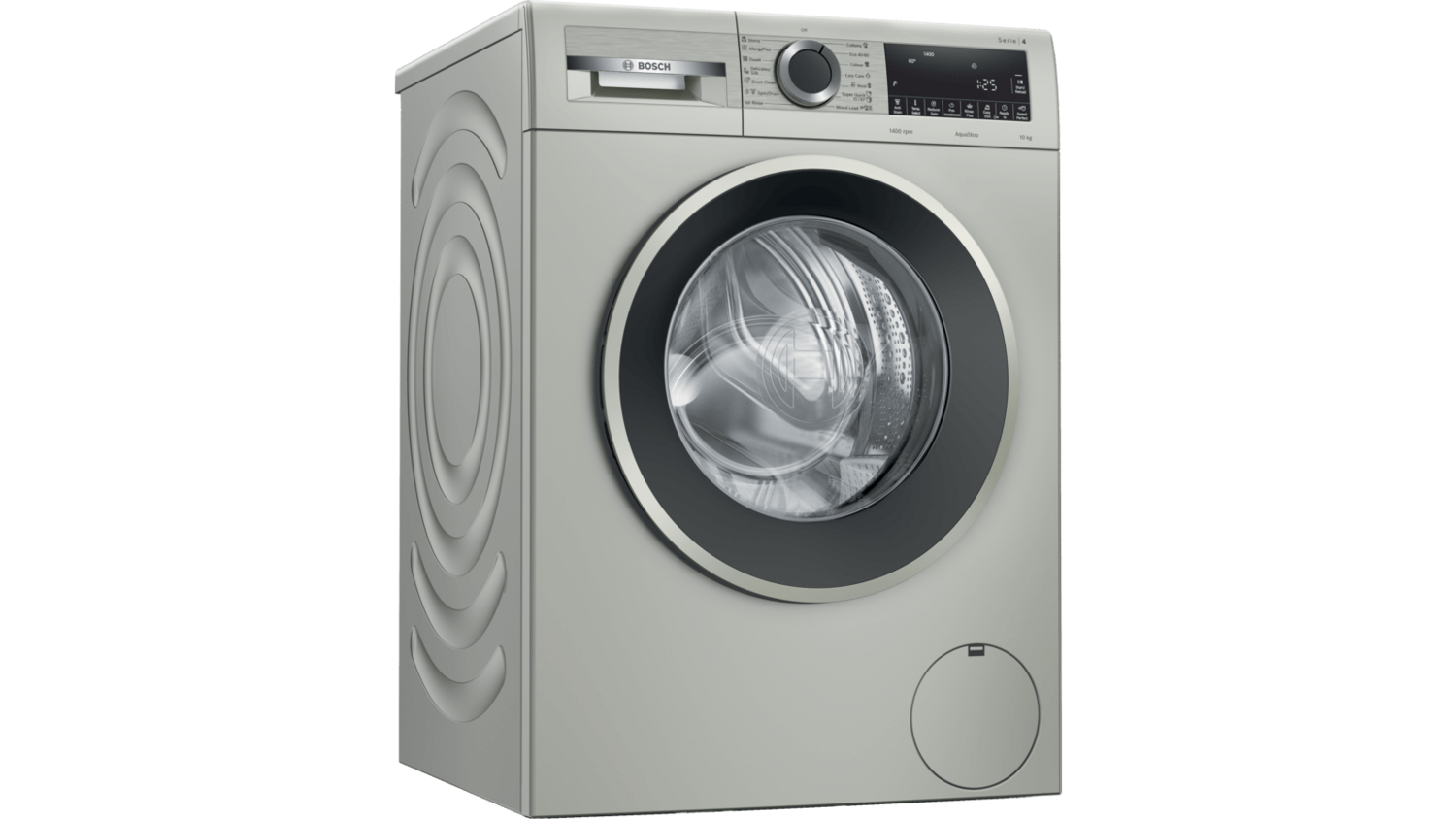 Serie | 4 Washing Machine, Frontloader fullsize 10 kg 1400 rpm, Silver Inox  WGA254XVME السلسلة | 4 غسالة ملابس محمل امامي بحجم 10 كيلو 1400 دورة في  الدقيقة فضي اينوكس