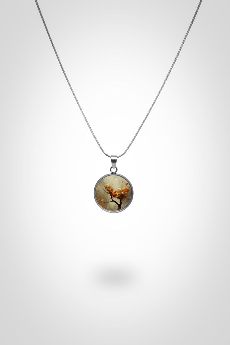 Χειροποίητο Μενταγιόν "Abstract Autumn 3" με Σμάλτο - Καλλιτεχνικό Κόσμημα από Ανοξείδωτο Ατσάλι