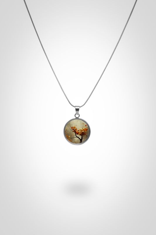 Χειροποίητο Μενταγιόν "Abstract Autumn 3" με Σμάλτο - Καλλιτεχνικό Κόσμημα από Ανοξείδωτο Ατσάλι