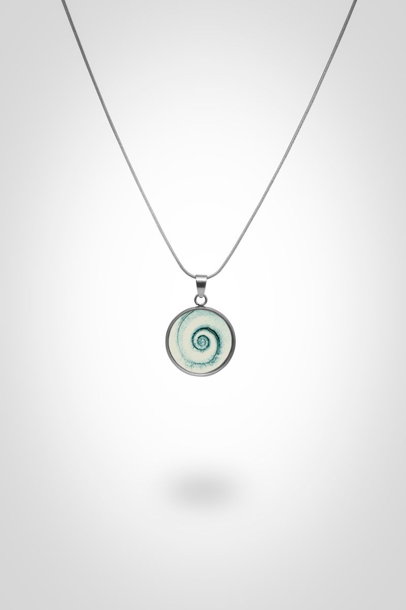 Χειροποίητο Μενταγιόν Σαλιγκάρι με Σμάλτο - Καλλιτεχνική Φωτογραφία Φύσης σε Ατσάλινη Βάση