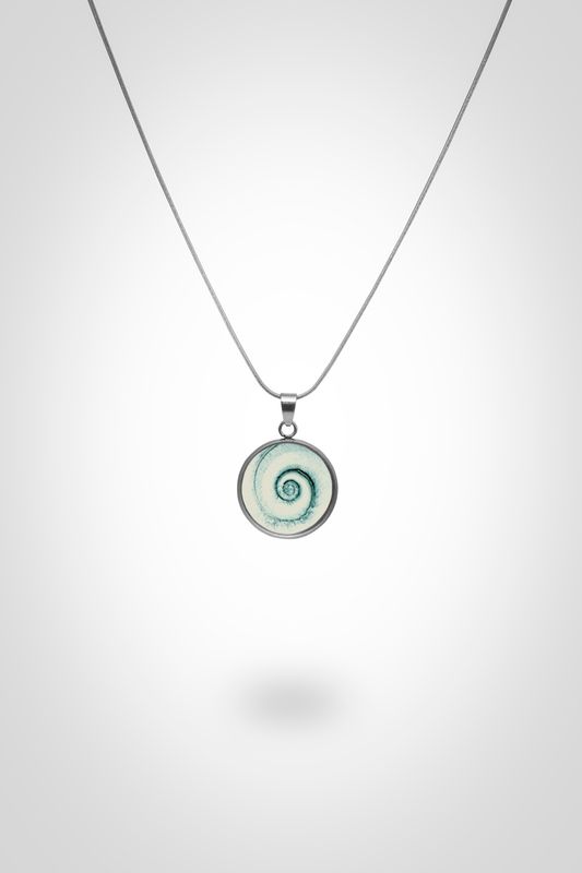 Χειροποίητο Μενταγιόν Σαλιγκάρι με Σμάλτο - Καλλιτεχνική Φωτογραφία Φύσης σε Ατσάλινη Βάση