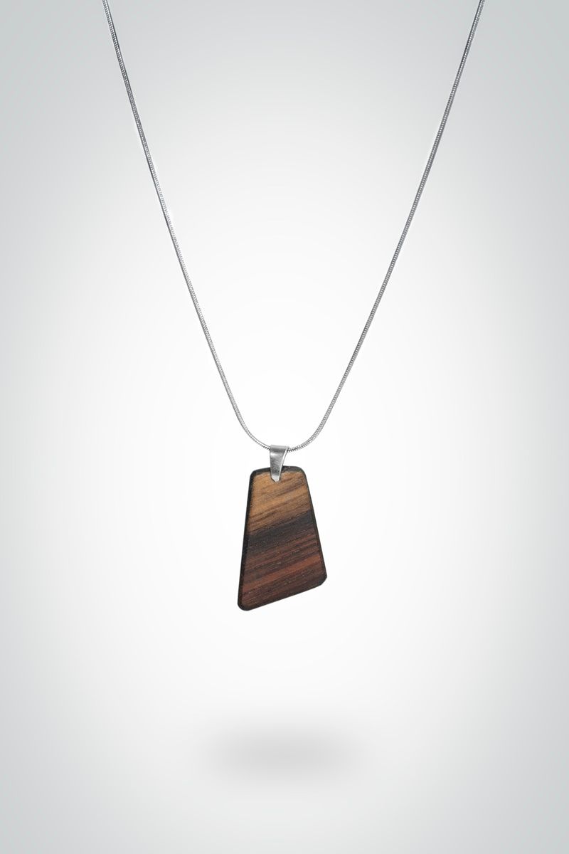 Χειροποίητο Μενταγιόν από Έβενο &amp; Παλίσανδρο - Ξύλινο Κόσμημα με Διχρωμία &amp; Ατσάλινη Αλυσίδα