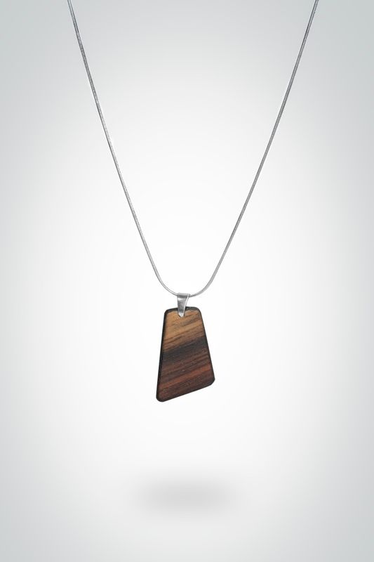 Χειροποίητο Μενταγιόν από Έβενο &amp; Παλίσανδρο - Ξύλινο Κόσμημα με Διχρωμία &amp; Ατσάλινη Αλυσίδα